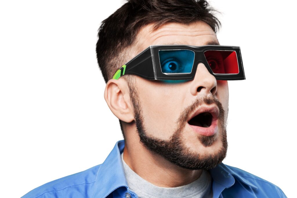 A Man Wearing 3D Glasses