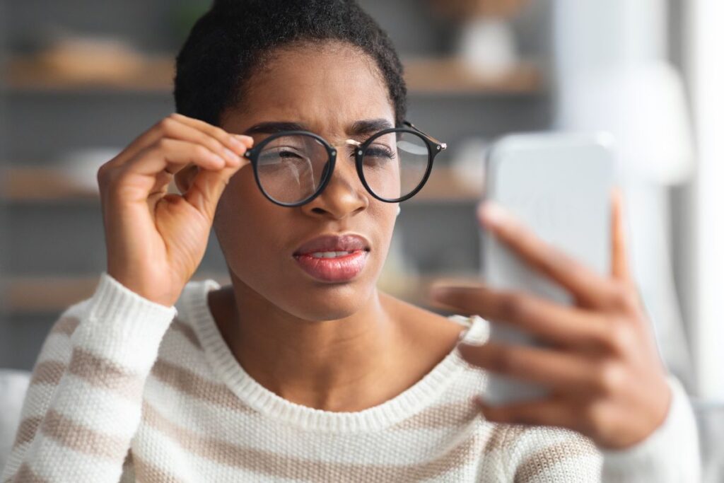 a woman with astigmatism