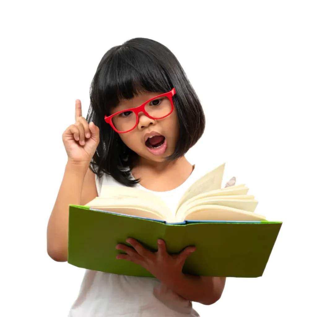 a young girl wearing red kids glasses eyeglasses